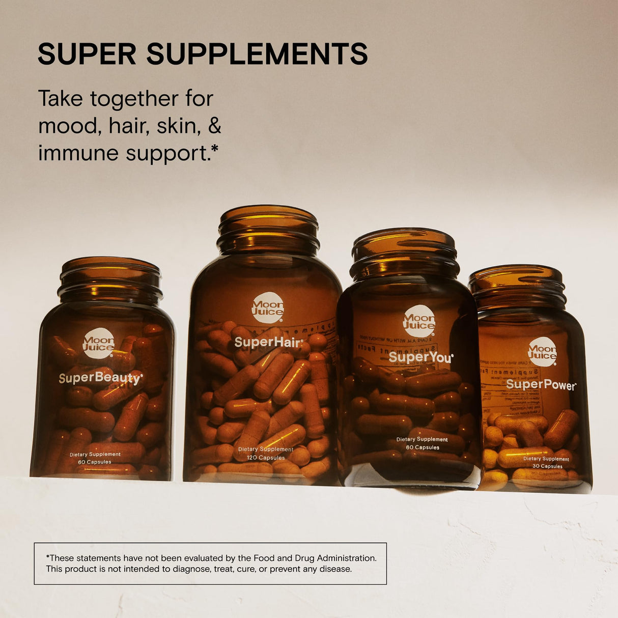 Moon Juice - SuperYou - Bottle (60 Capsules) - Energy, Mood & Focus - Organic Ashwagandha Supplements - Cortisol Reducer - Reusable Glass Bottle - 3rd Party Tested - 100% Traceable - Vegan & Non GMO