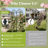 HIHADUUM 2 Pack 70.8" H x 19.7" W Arched Metal Garden Trellis for Climbing Plants Outdoor - Tall Rust-Resistant Decorative Climbing Rose Trellis Perfect for Roses, Vines, Vegetables, Flowers, Black