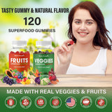 Fruits and Veggies Superfood Gummies Supplement - Fruits and Vegetables Gummy - Nature Vitamins Nutritional Balance, Vegan, Non-GMO, Gluten-Free - (Total 120 Gummies - Pack of 2) Made in USA