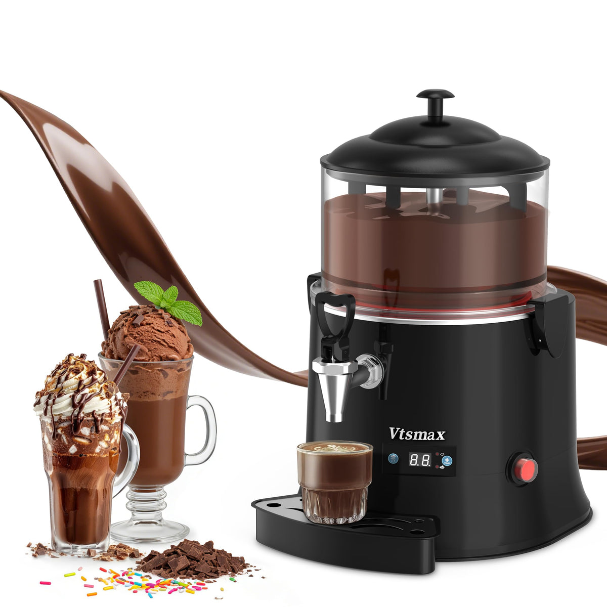 Vtsmax 5L/1.3Gal Commercial Hot Chocolate Machine Hot Drink Dispenser ...