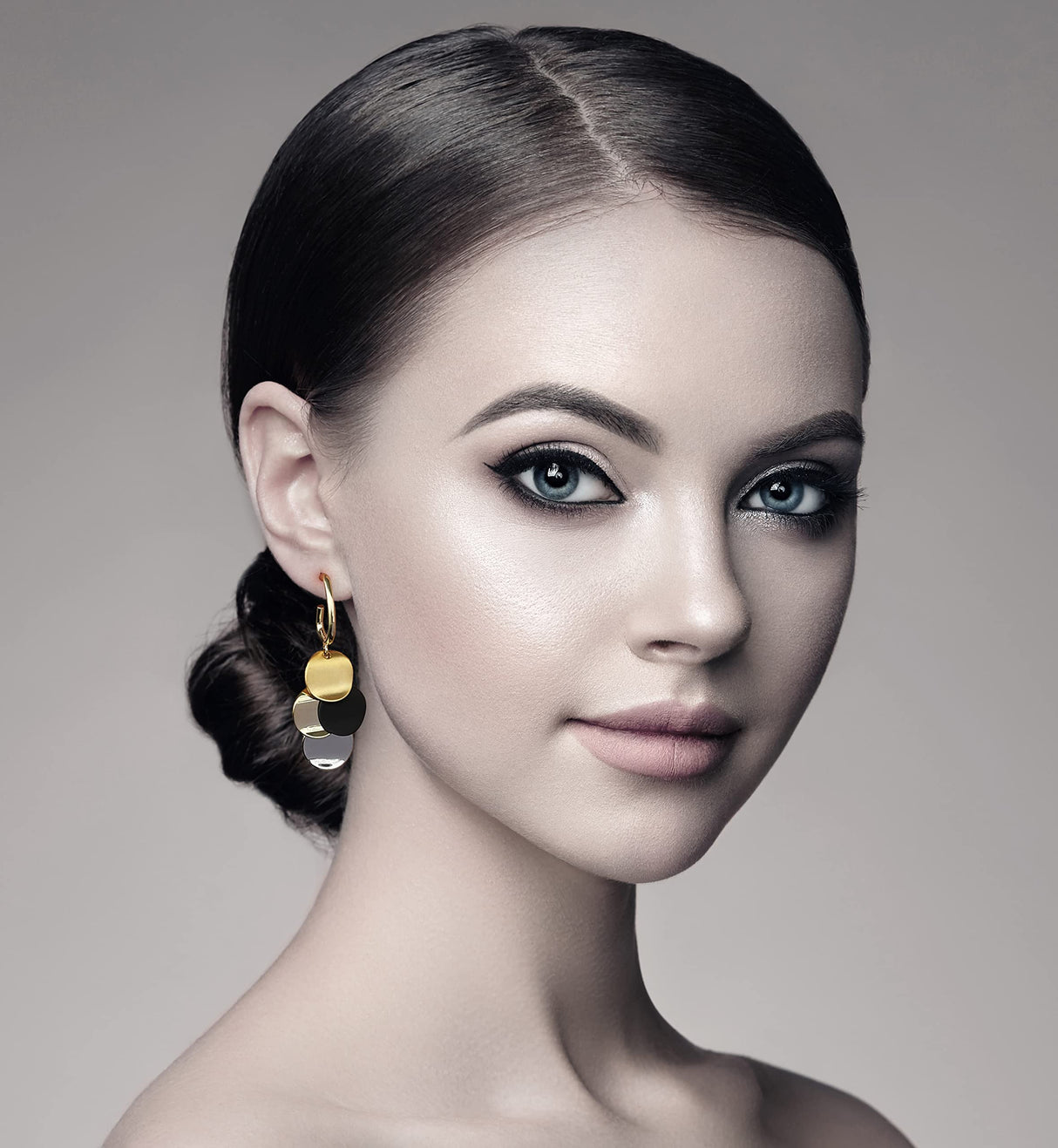 SinglinArt Black 14K Gold Plated Earrings for Women Dangle Drop Fashion Jewelry