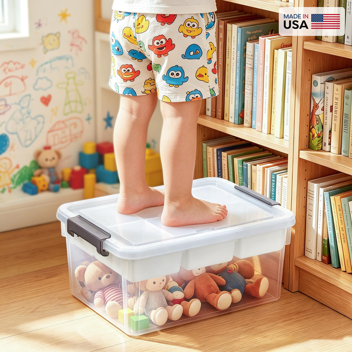 Citylife 17QT Clear Craft Organizers and Storage Box with Removable Tray