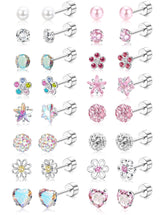 THUNARAZ 16 Pairs Hypoallergenic Earrings for Girls Kids Flat Back Studs