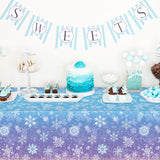 12Pack Winter Snowflake Plastic Tablecloth Decorations, Blue and Purple Snowflake Winter Wonderland Disposable Table Cover for Christmas Holiday New Year Party Supplies Decorations, 54x108 Inch