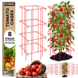 Colingmill 8 Pack Tomato Cages 39 Inch (H) Heavy Duty Square Tomato Cages Powder Coated Steel Plants Support Garden Trellis Stakes for Cucumber, Peas, Vegetables Climbing Plants