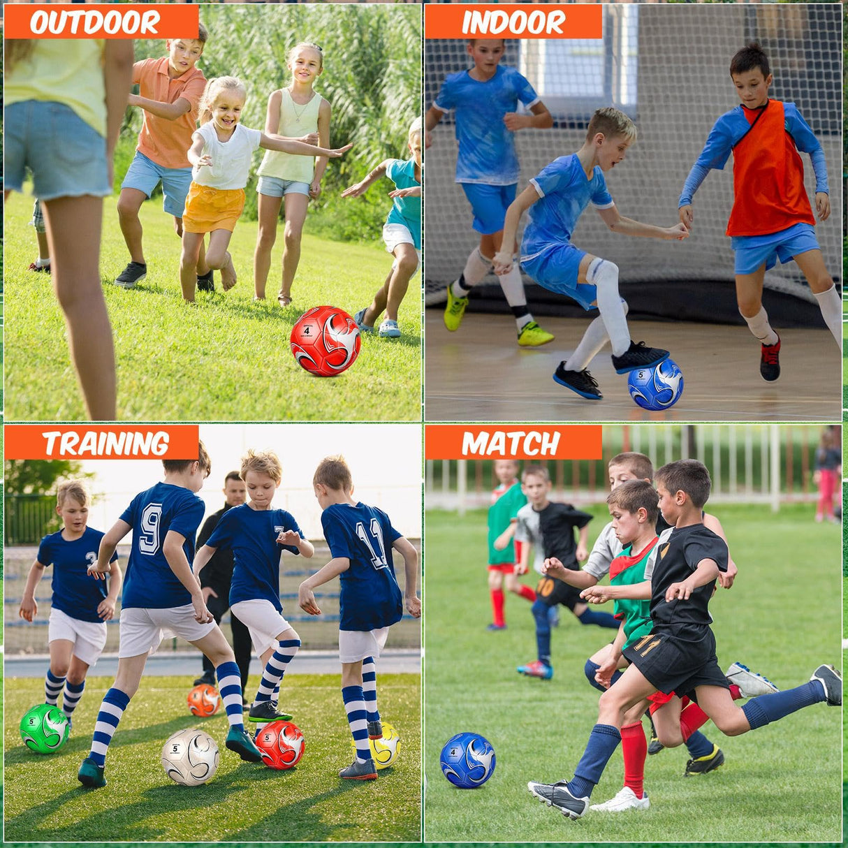 Glimin 12 Pcs Operation Christmas Deflated Soccer Balls Size 5/4 Bulk with Pump Drawstring Bag for Official Soccer Sport Christian Charity Donation Xmas Gift ()