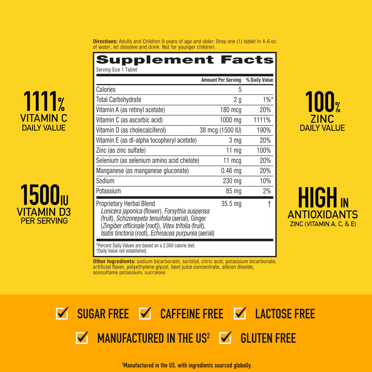 Vitamin C 1000mg (per serving) - Airborne Very Berry Effervescent Tablets (36 count in a box), Gluten-Free Immune Support Supplement, With Vitamins A C E, ZINC, Selenium, Echinacea & Ginger