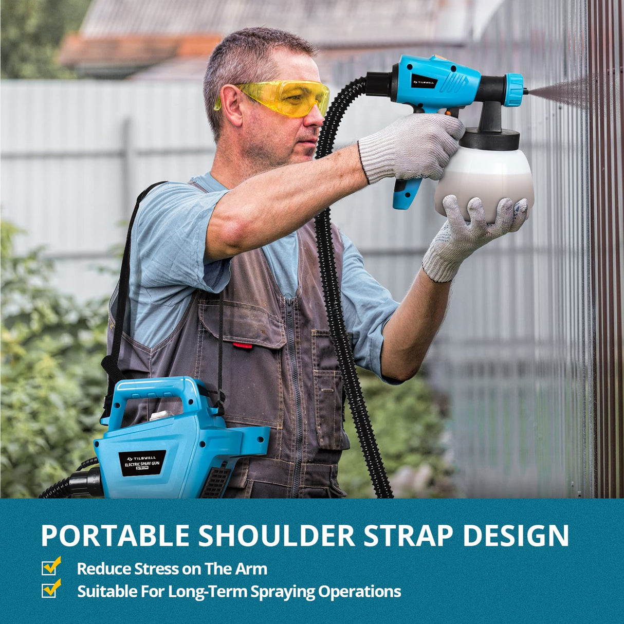 Tilswall 800W HVLP Paint Sprayer, High Power Electric Spray Gun with 3 Nozzle Sizes, 3 Spray Patterns, and 1300ML Detachable Container - Perfect for Furniture, Cabinets, House and Fences