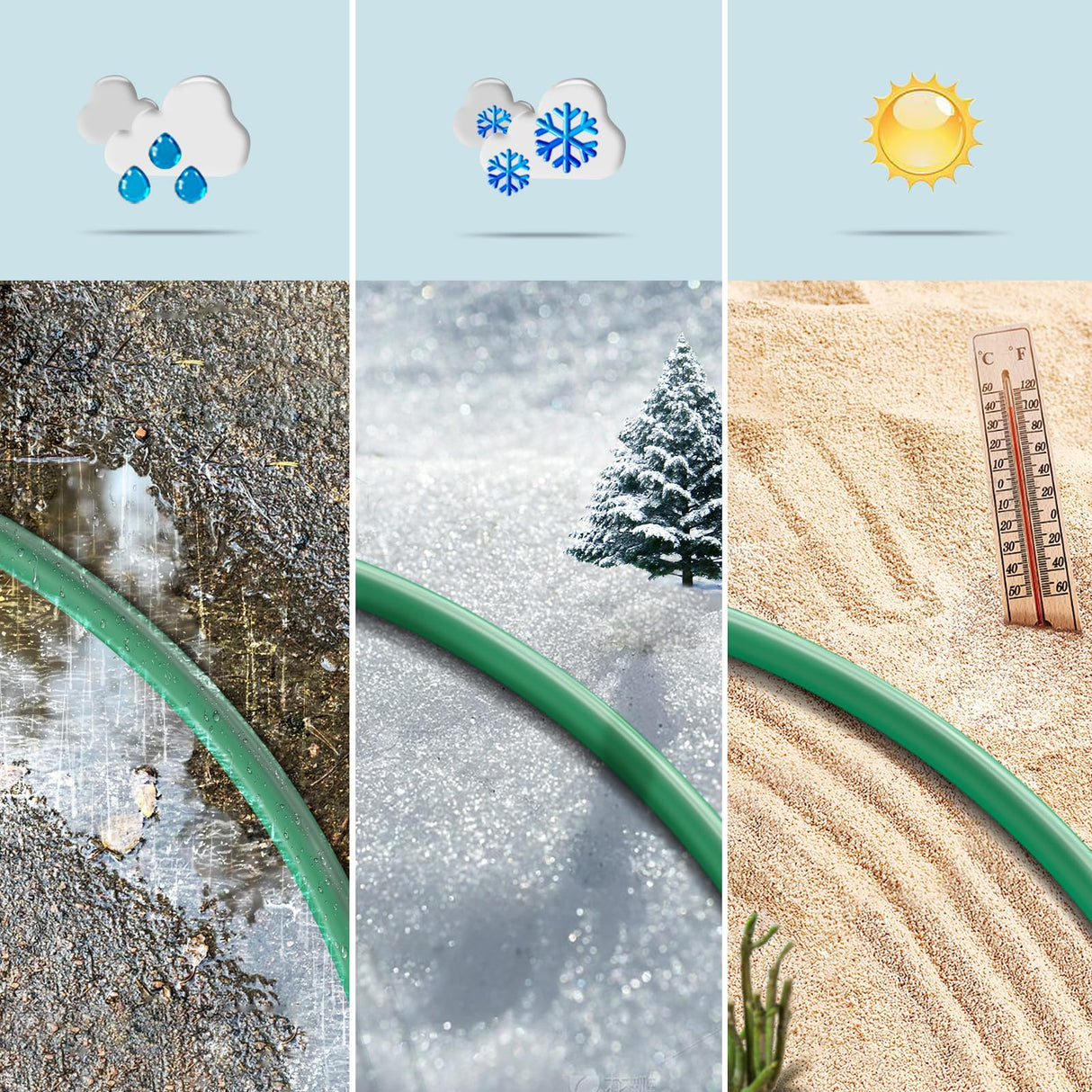 Eversimpleinc 1 to 4 Splitter Extension Cord (Combined 68 FT, End to End 50 FT), 3 Prong Plug with 4 Outlets with Weatherproof Covers for Indoor and Outdoor Holiday Christmas Decroations