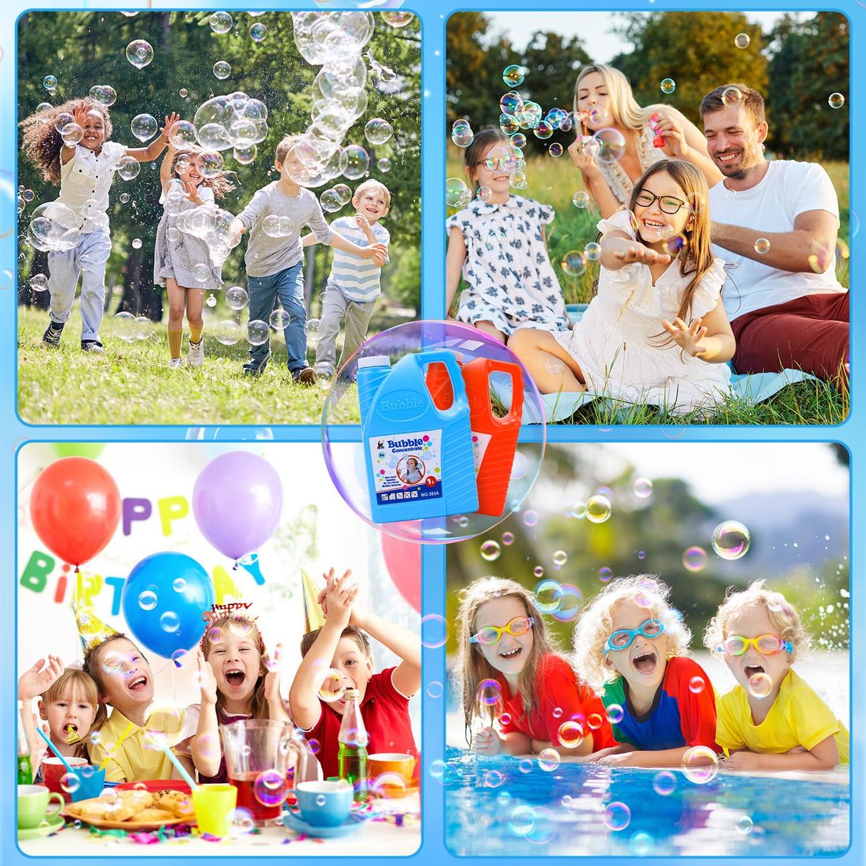 EagleStone Bubbles Solution Refill 2 Bottles 64 oz (Up to 5 Gallon) Concentrated, Giant Bubble Solution for Machines, Guns, Wands - Summer, Easter, Christmas Toys