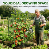 63" H x 47" L x 23" Cucumber Trellis for Raised Beds, Heavy Duty Metal Garden Arch Trellis with Nylon Net & Plant Ties, Vertical Trellis for Climbing Plants, Cucumbers, Tomatoes, Peas & Vines