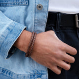 RTZN Brown Leather Bracelet for Men Premium Artisan Handcrafted Double Strand Braided Mens Bracelet (Medium)