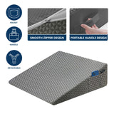 COLDHUNTER Wedge Pillow 7.5" Bed Wedge After Surgery, Back Pain Relief, Memory Foam Pillow Triangle Incline Wedge for Back Support, Leg Elevation（Grey）