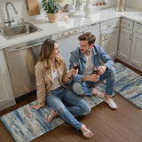 KIMODE Christmas Anti Fatigue Kitchen Mats for Floor 2 Piece, Blue Grey Farmhouse Kitchen Rugs 17"x47"+17"x29", Non Slip Waterproof Kitchen Floor Mats, Standing Mats for Laundry Office Sink Desk