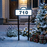Solar Address Signs for Yard, Solar Powered Address Sign with Warm White & Cold White, IP65 Waterproof Solar House Numbers for Outside, LED Illuminated Plaques Wall Mounted & In Ground