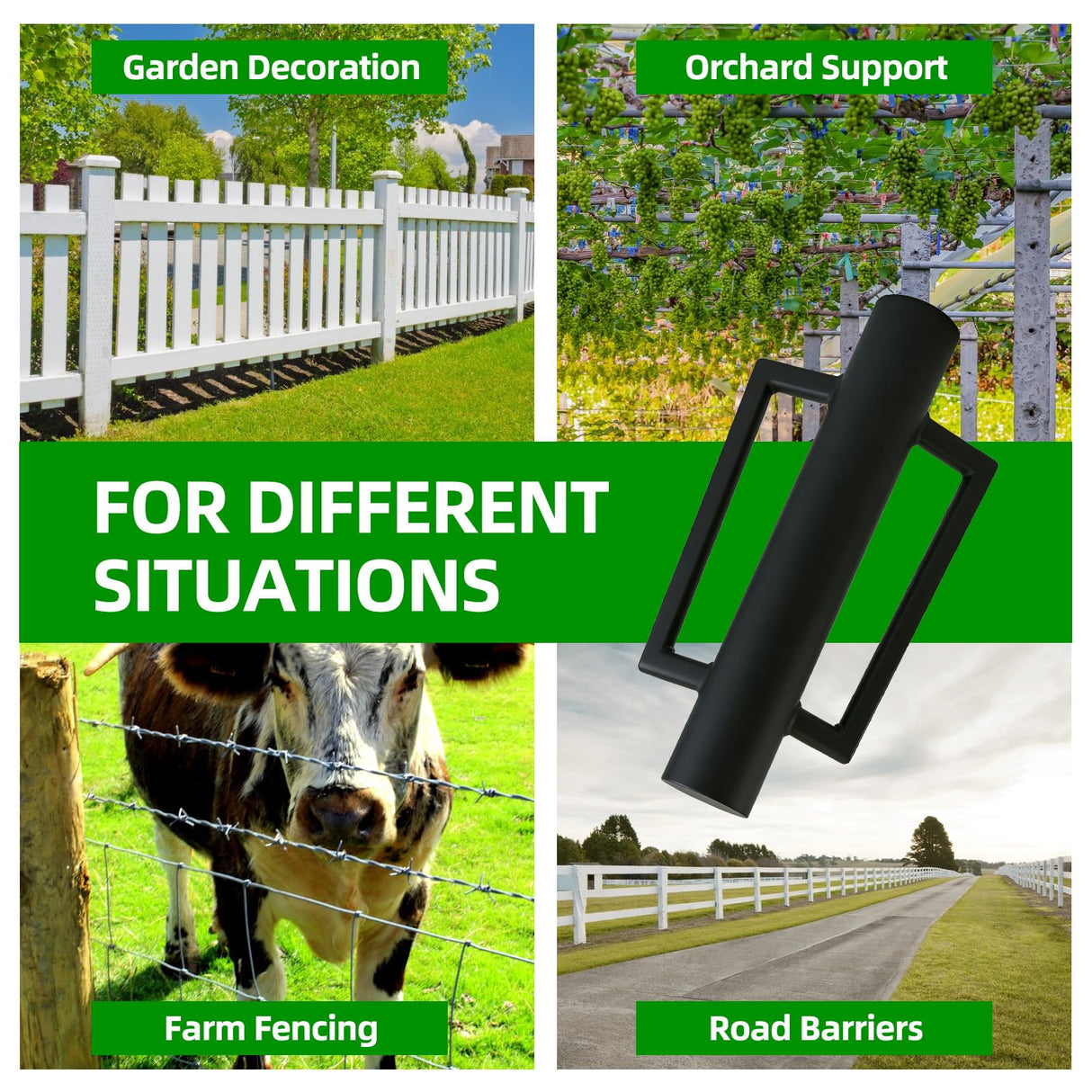DCLFIRMX Fence Post Driver with Handle 16.5 Inch T Post Driver, 8LB Heavy Duty Hand Post Pounder, 2.7 inch Inner Diameter Hand Post Rammer for Metal Fence Stake, U Channel, Sign Post
