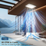 Amico Bathroom Exhaust Fan with Light, 80 CFM, 0.9 Sones, 1000LM, 5CCT, Easy Install, Ceiling Mount Shower Bathroom Fan, Adjustable Household Ventilation Fan, ETL & FCC Certified