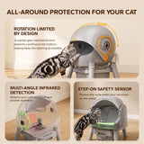 Mimfam Automatic Self Cleaning Litter Box, with 4 Pairs Infrared Senor, Open-Top Design for Multi-Cat Homes, Comes with Liner Bags and Cat Litter Mat, Grey