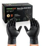 TREEGO 10 Mil Black Nitrile Gloves Heavy Duty — 3D Diamond Texture Grip, Latex Free Disposable Rubber Mechanic Gloves, X-Large, 100 Count