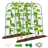 Amoskey Cucumber Trellis for Raised Beds, Cucumber Trellis for Climbing Plants Outdoor, with Garden Netting and Plant Clip, Metal Arch Garden Trellis Ideal for Cucumbers, Tomatoes, and Flowers