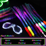 56 Pack Multicolor Fiber Optic Wand Glow Wand LED Light Up Wand Bulk with 3 Flashing Models Flashing Sticks for Glow in The Dark Birthday Party Favor Wedding Halloween Christmas, 8 Colors
