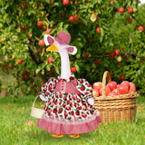 FuWeave Fall Porch Goose Outfit Set Apple Goose Costume for 23'' Plastic Cement Statue Cute Lolita Dress Clothes for Summer Autumn Harvest Indoor Outdoor Front Garden Lawn Yard Patio Statue Decor