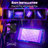 Glostars 100W LED UV Black Light, Powerful UV Spotlight, IP66, 395nm Lamp for Christmas, Halloween Glow Party (2 Packs)