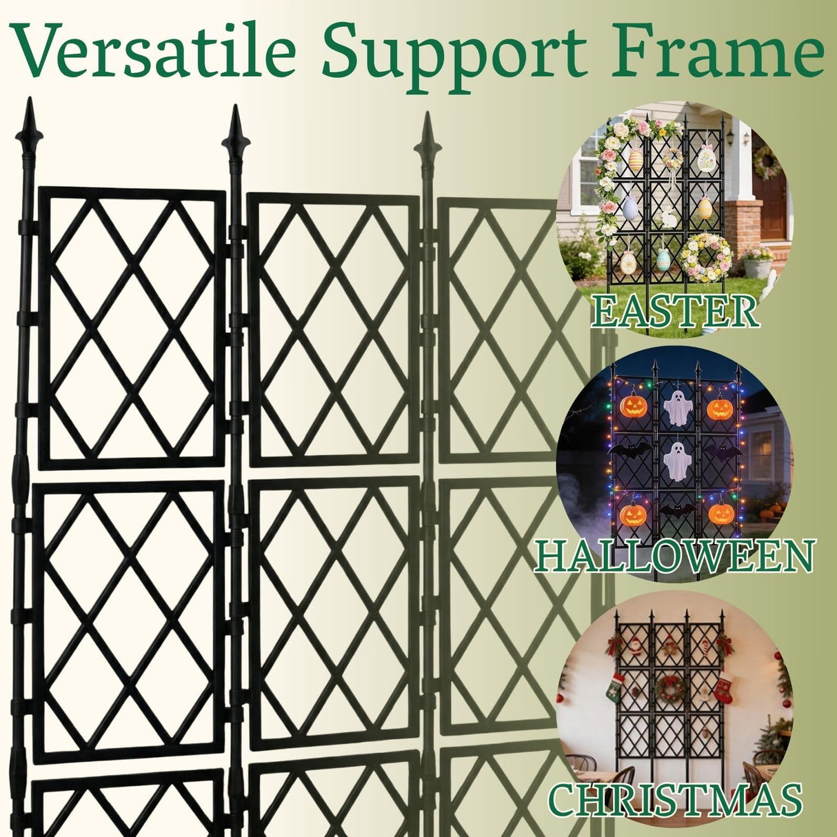 Garden Trellis Frame for Climbing Plants Outdoor | 65 Inch PE-Coated Metal Pipes & Plastic Grids Rose Wall Trellis | Rustproof Privacy Screen Plant Support Frame for Flowers Vines Vegetables Indoor