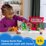 Fisher-Price Little People Toddler Toys Christmas Wonderland Toy Set with Santa Elf & Reindeer Figures for Ages 1+ Years