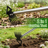 Upgraded Weed Puller Tool with Long Handle, 56" Manual Weeder Remover Tool, 2 in 1 Hand Weed Rake Garden Hoe for Gardening, Heavy Duty Uprooting Weeding Pull for Lawn, Yard, Patio Garden