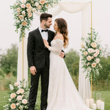 Metal Wedding Arch Backdrop Stand 6.6x3.3 FT Gold Square Balloon Arch Frame for Ceremony Party Birthday Bridal Baby Shower Anniversary Arbor Balloon Decoration