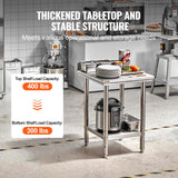 Mophorn Stainless Steel Table Work Table 24 x 24 x 34 Inch Commercial Food Prep Worktable Heavy Duty Prep Worktable Metal Work Table with Adjustable Feet for Restaurant, Home and Hotel