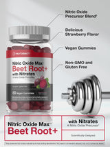Horbäach Nitric Oxide Beet Root Gummies | 60 Count | with Nitrates | Strawberry Flavor | Vegan, Non-GMO, Gluten Free Supplement