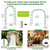 Fecita Thickened Rustproof Garden Arch Metal Trellis for Climbing Plants Outdoor, Wedding Arch Garden Arbor Frame Archway 4.9 x8.1 or 7.9 x6.7Ft Flower Arches for Bridal Party Decoration (Green)