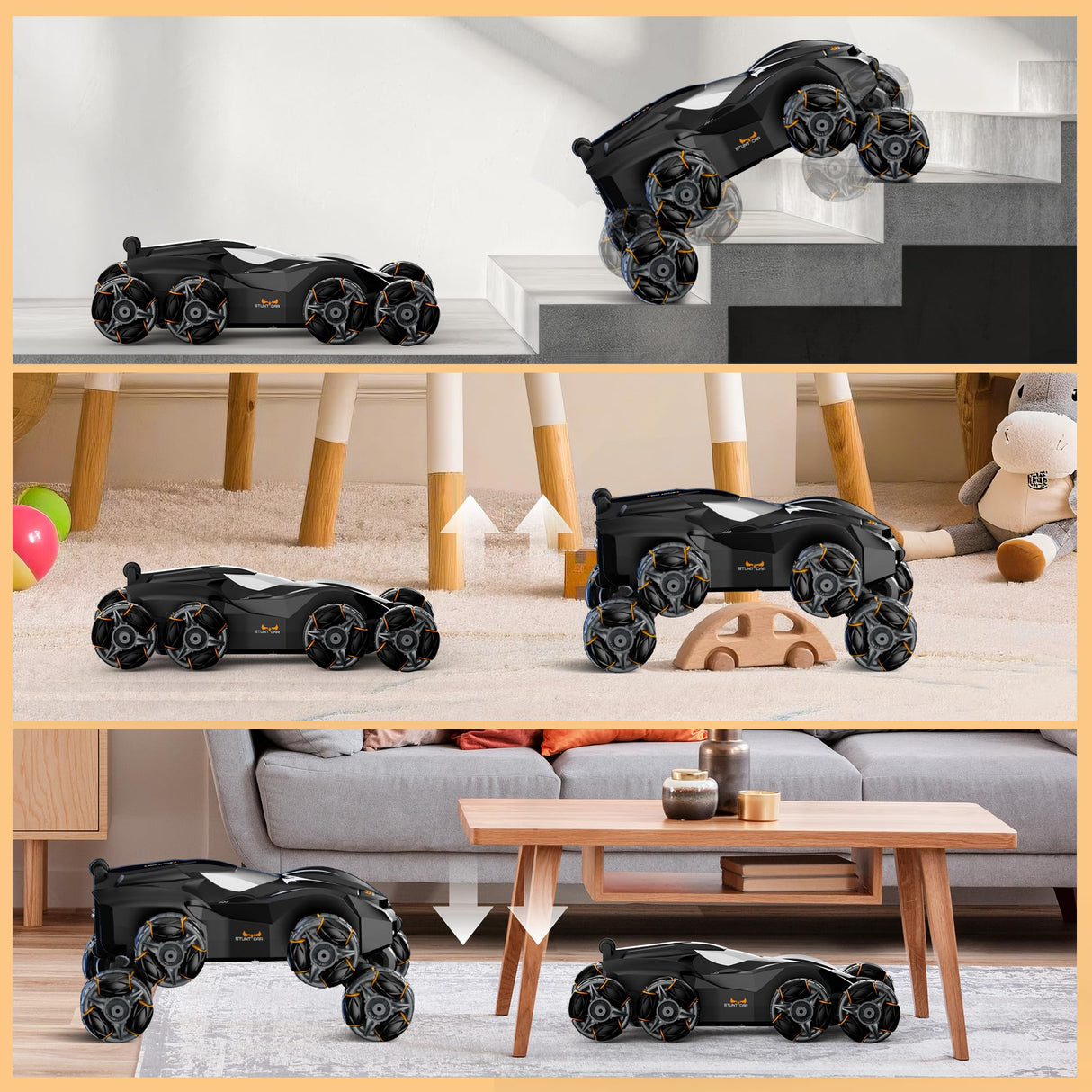 jopeaa Remote Control Car, 2.4Ghz 8WD Rc Stunt Car with Automatic Demonstration, 360° Spins, Music and LED Lights, Remote Control Cars for Boys 4 5 6 7 8-12, Christmas Birthday Gifts Toys for Boys