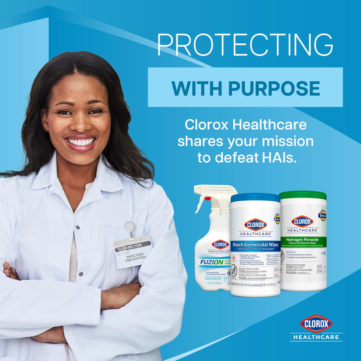 Clorox Healthcare Cleaner Disinfectant Hydrogen Peroxide Wipes, Go-To Bleach Free Disinfecting Wipes, Designed for Hospitals and Clinics, 12" x 11", 185 ct.