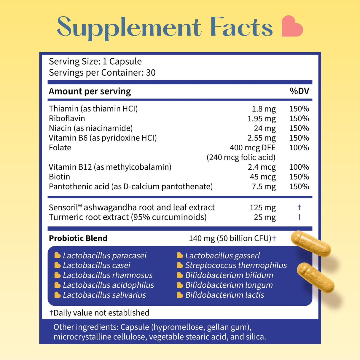 LoveBug Complete Mood Probiotics for Women - 50 Billion CFU, 10 Clinically Studied Strains, Lactobacillus Bifidobacterium Probiotic with Ashwagandha Digestive Health, Mood Support Supplement, 30 Count