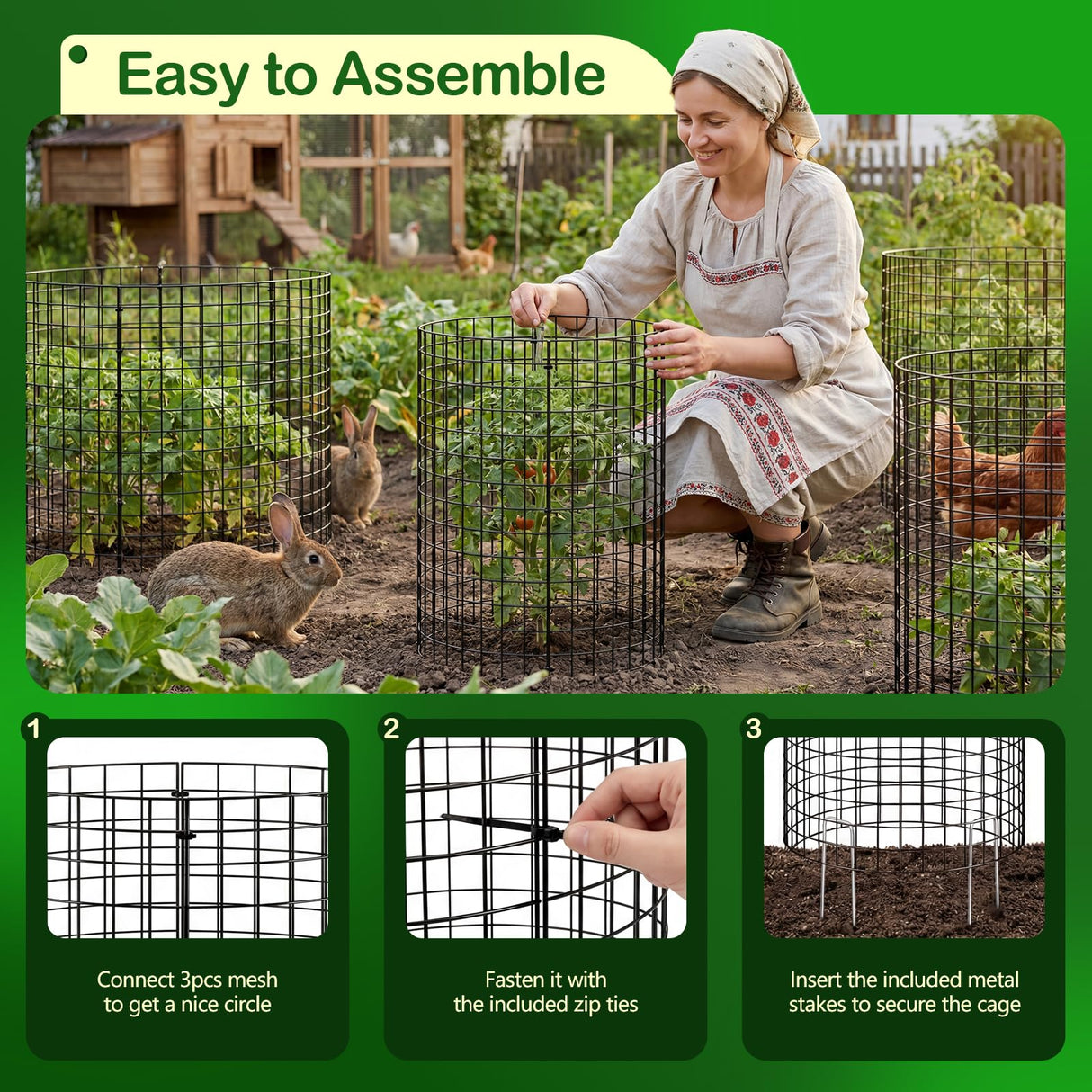 8 Pack Plant Protector from Animals, Wire Mesh Plant Cages for Garden – Sturdy Metal Plant Protectors to Keep Rabbits, Squirrels, and Animals Out – Ideal for Vegetables, Flowers, and Outdoor Plants