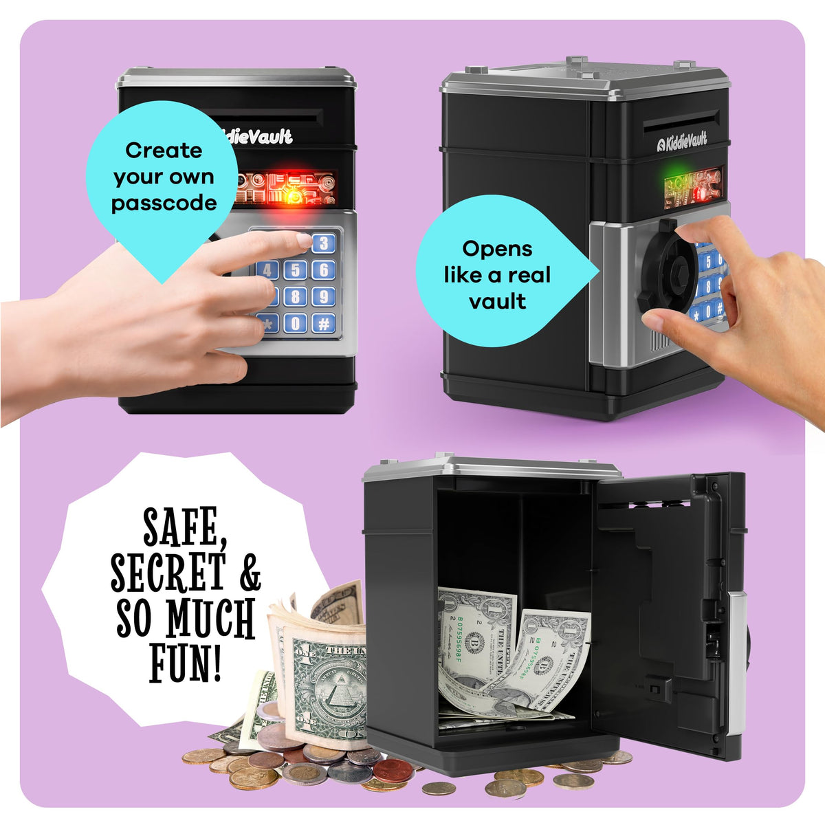 Piggy Bank for Kids - Electronic Money Saving Box w/Code- ATM Safe - Toy Coin Bank - Gifts for Boys Toys for Age 3, 4, 5, 6, 7, 8, 9 - Birthday Gifts for 8, 9, 10, 11, 12