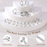 Turandoss 8 Pairs Silver Stud Hoop Earrings for Women Silver Plated