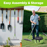 WORKPRO Thatch Rake, 15-Inch Thatching Rake for Lawns with 5FT Handle