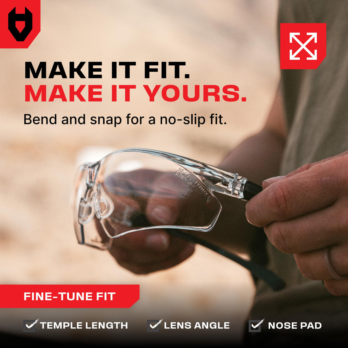 NoCry Clear Shooting Glasses for Men with Anti-Fog and Scratch Resistant Wraparound Lenses — ANSI Z87 Safety Glasses for Men with Adjustable Temples & Nose Pad — 100% UV Eye Protection for Shooting