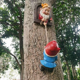 WPJFMXZ Climbing Gnomes Tree Faces Decor Outdoor for Yard, Adorable Gnome Elf Out Hugger Fairy Door Statue for Tree, Funny Garden Gnome Peeker Sculpture Yard Patio Art