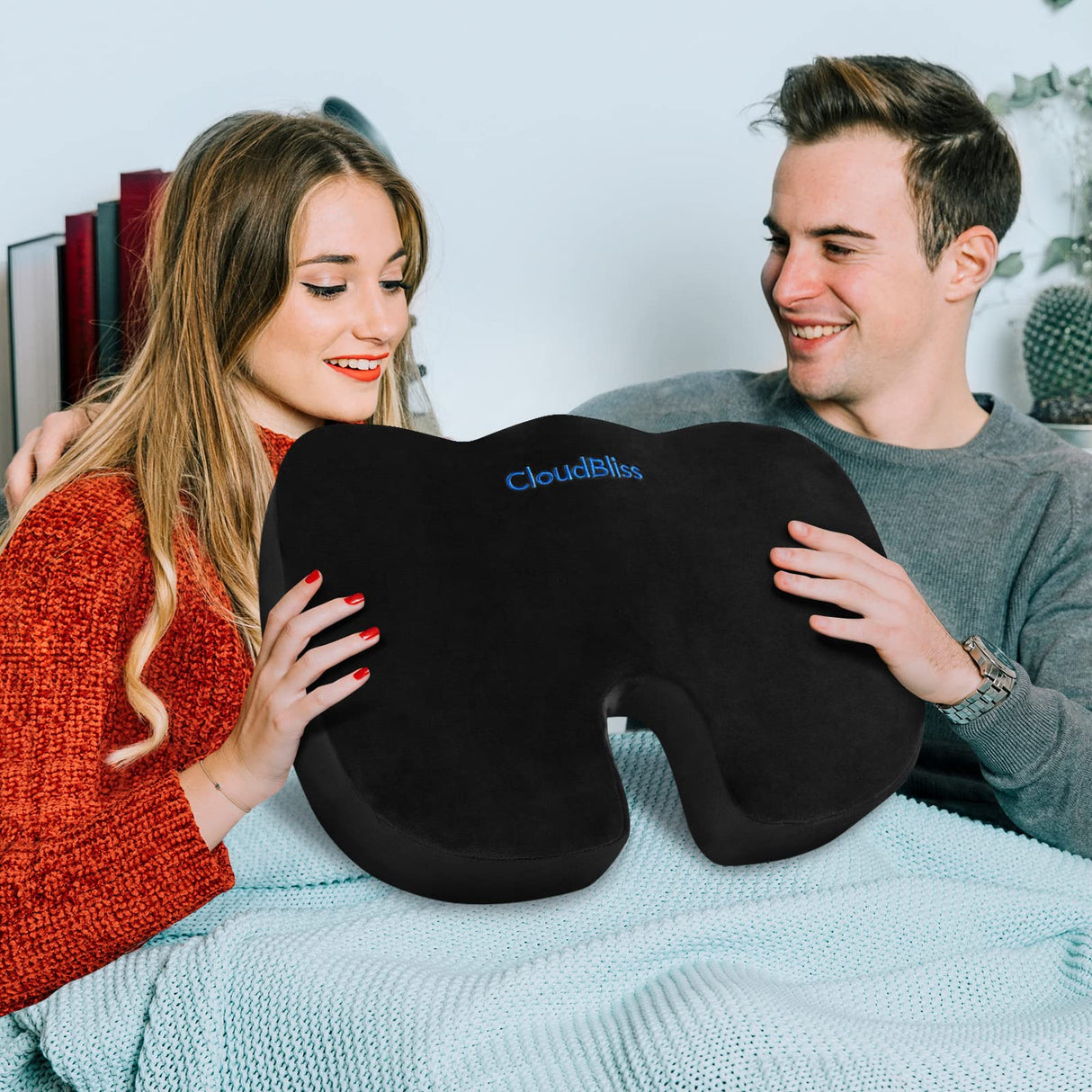 CloudBliss Large Office Chair Seat Cushion, Cooling Gel Enhanced Memory Foam for Long Sitting - Back, Sciatica, Coccyx, Tailbone Pain Relief Pillow - for Wheelchair，Office, Gaming, Car - Black