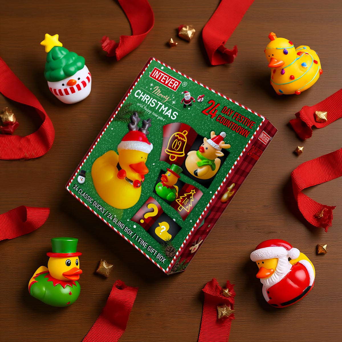 Intever Advent Calendar Christmas 2026, 24 Days of Surprise Rubber Ducks