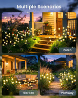 OZS 6 Pack Total 48 LED Solar Garden Lights Fairy Outdoor - Solar Firefly Lights Outdoor, Sway by Wind, Waterproof for Garden Patio Pathway Fairy Decoration (Warm White)