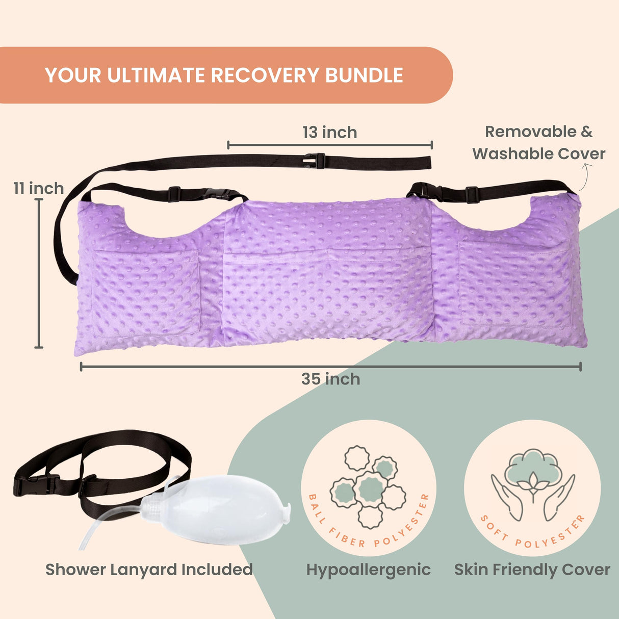 MOYOAMA Post Mastectomy Pillow - Post Surgery Pillow for Car, Breast Reduction & Augmentation Patients, Breast Pillow After Heart Surgery Pillow, Mastectomy Recovery Must Haves, Post Surgery Gift