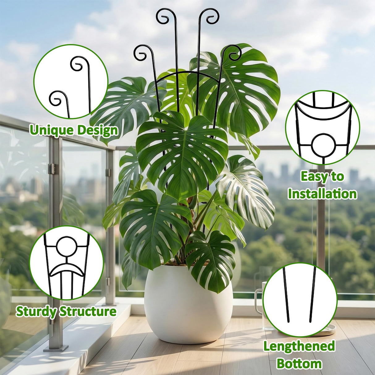 Monstera Plant Support - 32.6 Inch Tall Trellis with 2 Pack Plant Stakes for Your Large Climbing Monstera Deliciosa | Indoor Plant Climbing Frame for Potted Growth