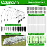 8FT Rust-Free Fiberglass Garden Hoops -72 PCS DIY Grow Tunnel Kit for Raised Beds, Row Cover Support with Connectors/Clips, Sun Shade &Year-Round Plant Protection, White