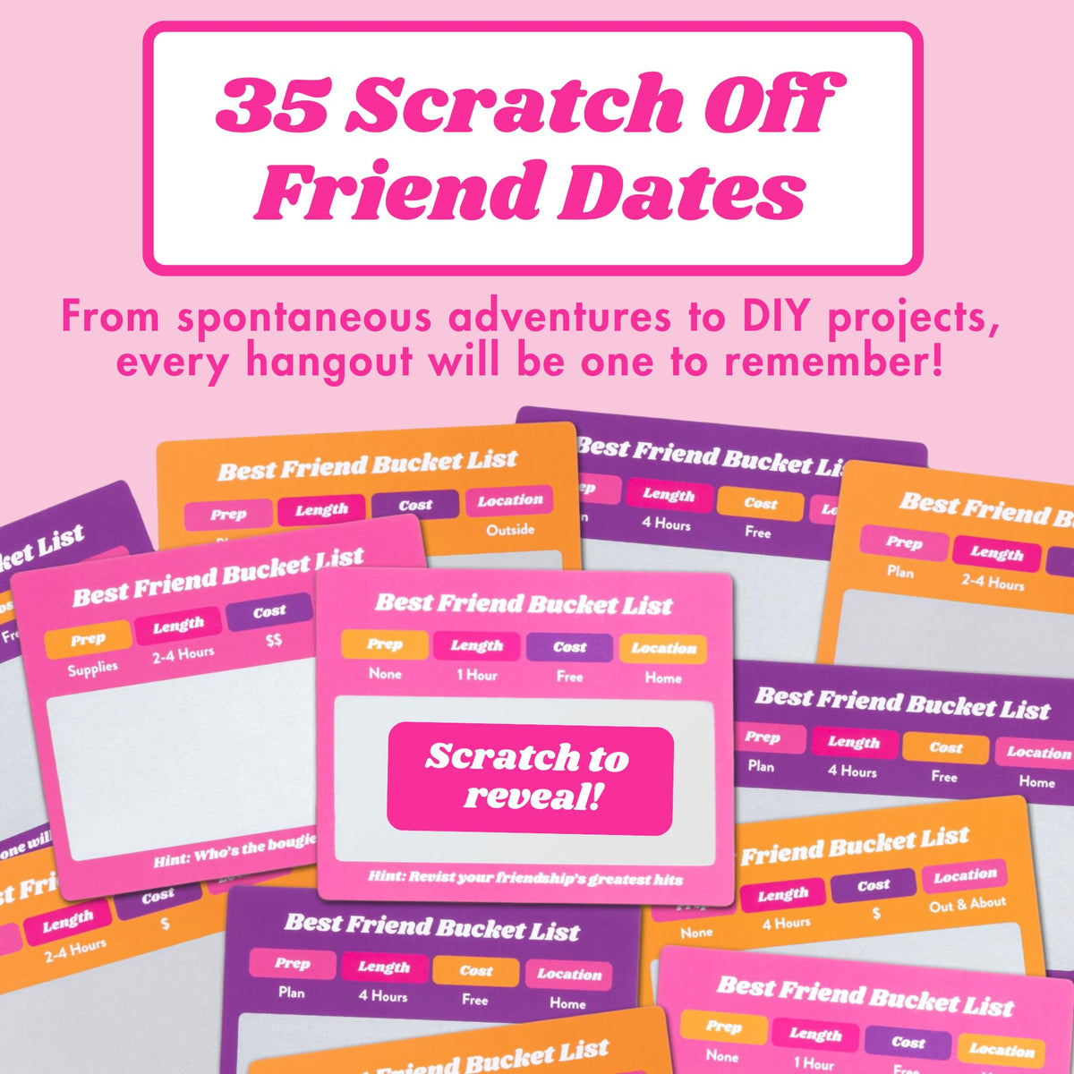Happy Duo Best Friend Bucket List 35 Scratch Off Cards for Friends – Fun Adventure Date Ideas for Women, Besties & BFFs – Friendship Gift for Birthdays